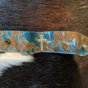 Cowhide Rhinestone Cuff